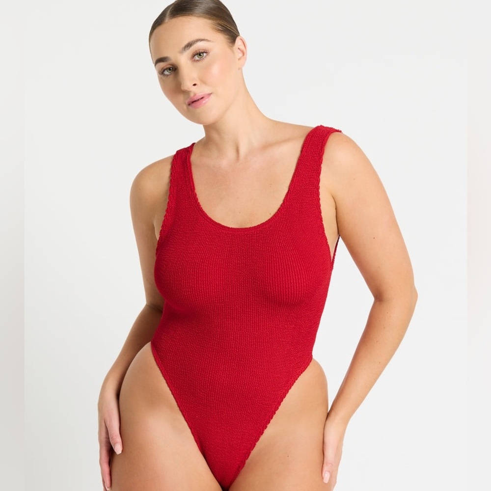 Bond-Eye Australian ‘Baywatch Red’/Blood Orange Shimmer One-Piece Swimsuit, NWT - Picture 14 of 16